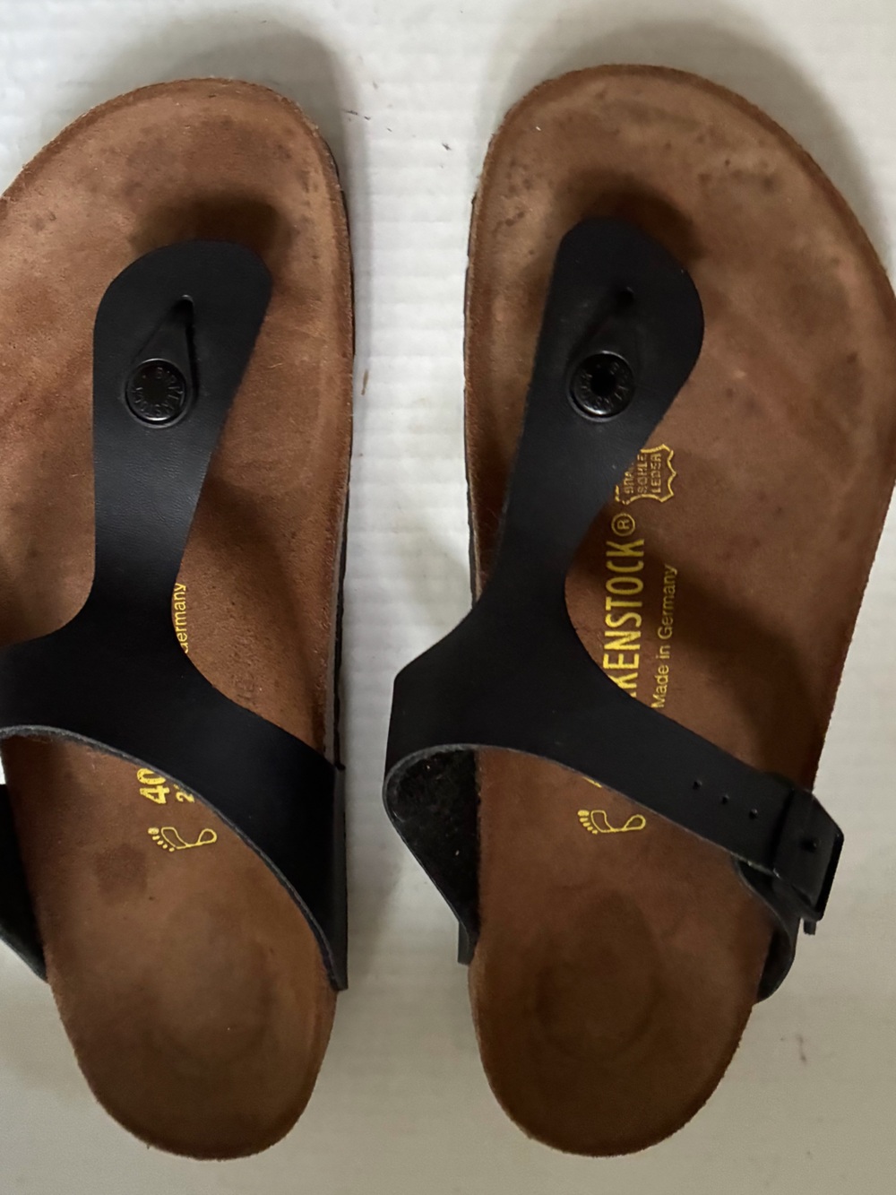 Birkenstock Gizeh Thong Sandals Black Leather 40 Germany Women 9 /Men 7
